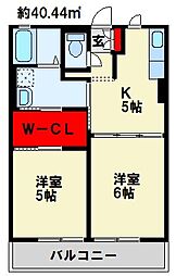 サンコート光国 2DKの間取図画像