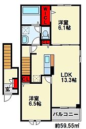 デュオブライト I 2LDKの間取図画像