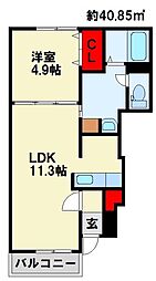 アイランド津田A 1LDKの間取図画像