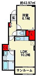 フィデール行橋A 1LDKの間取図画像