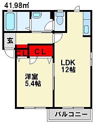 ヴィルヌーブ長野 1LDKの間取図画像