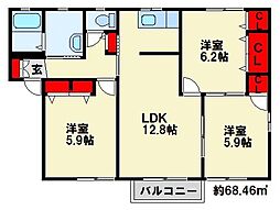 フィオーレ1A 3LDKの間取図画像