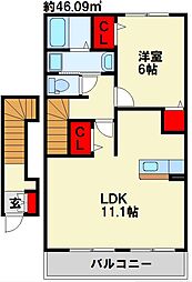 アルカンシェル・YA 1LDKの間取図画像