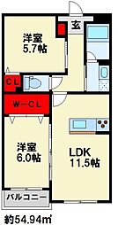 仮)プレステージ行橋泉中央 2LDKの間取図画像