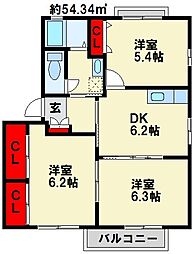 シャーメゾン光国A 3DKの間取図画像