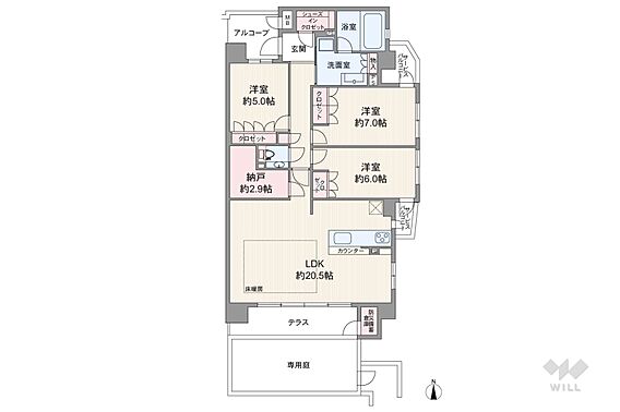 間取りは専有面...