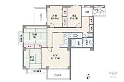 白鷹甲子園マンションA棟 4LDKの間取図画像