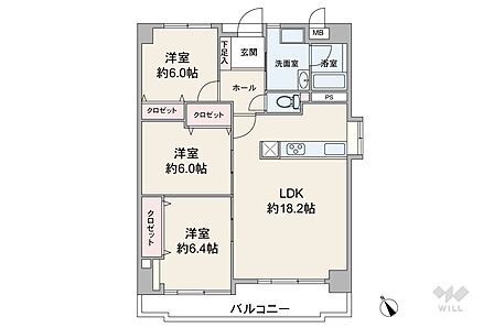 3LDK 間取り
