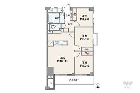 3LDK 間取り