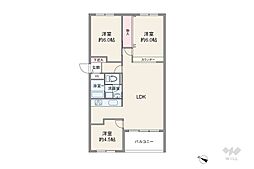 芦屋浜第二住宅6-2住棟 3LDKの間取図画像