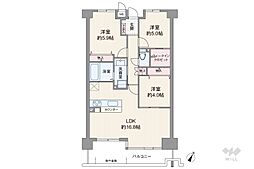 アジュール池田五月丘 3LDKの間取図画像