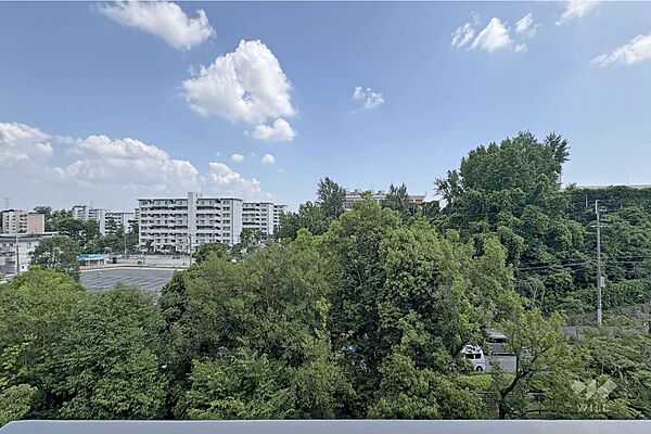 バルコニーからの眺め（南方向）団地の中で一番南側の棟のため、眺望がよく、日当たりや風通し良好です。