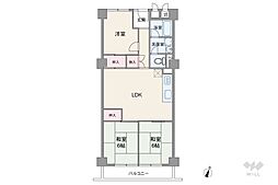 日商岩井箕面ハイツB棟 3LDKの間取図画像