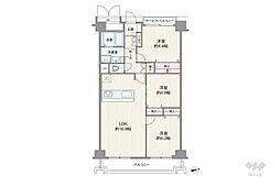 箕面東コーポラス 3LDKの間取図画像