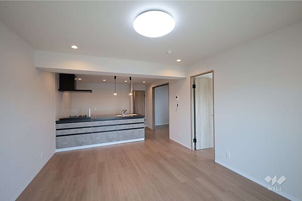 LDK16.8帖。2026年5月に全面リフォーム実施！縦長リビングのプランです。［2026年5月18日撮影］