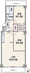 パストラルハイム豊中 2LDKの間取図画像