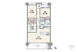 レ・ジェイド西宮北口樋ノ口町 3LDKの間取図画像