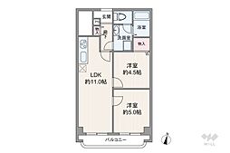 シャンボール豊中 2LDKの間取図画像