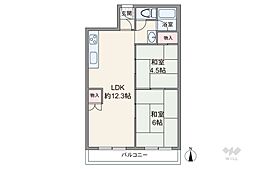 シャンボール豊中 2LDKの間取図画像