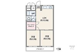 蛍池ハイツ西棟 2LDKの間取図画像