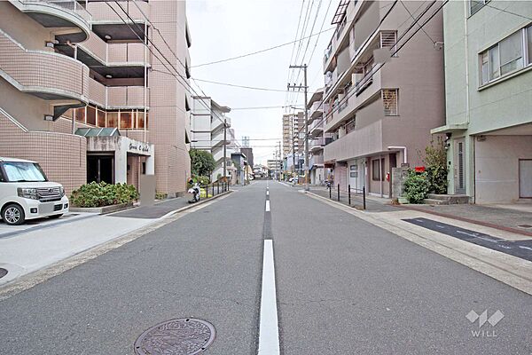 物件の南東側前面道路（北東側から）［2024年11月27日撮影］