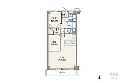 千里山スカイハイツ 2LDKの間取図画像