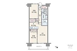 ジェイグランシティ塚本B棟 2LDKの間取図画像