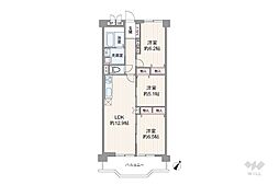 千里山サニーハイツ 3LDKの間取図画像