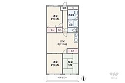 コスモハイツ新大阪 3LDKの間取図画像