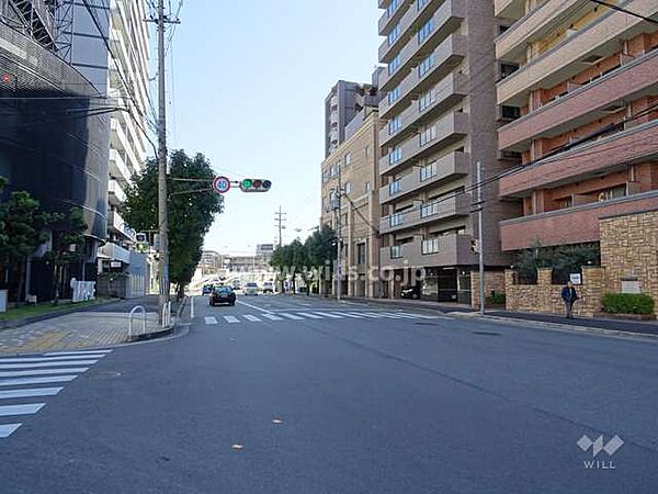敷地北側の前面道路（西側から）※通称フラワーロードです。