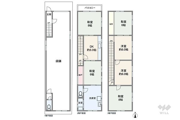 間取りは延床面積151.92平米の6DK+店舗。