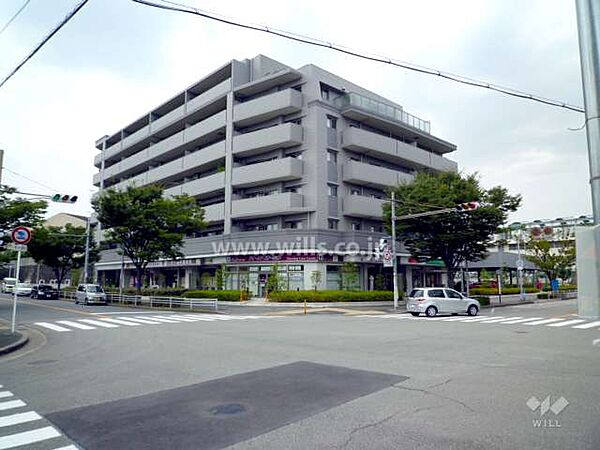 エスリード高野台の遠景（大きな交差点の角にあります）