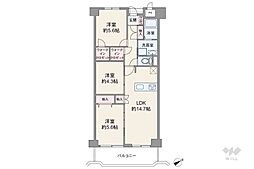 ユニハイム千里丘吹田清水 3LDKの間取図画像