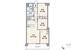 千里丘ロイヤルハイツ 3LDKの間取図画像