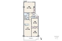 シーアイハイツ南千里B棟 3LDKの間取図画像