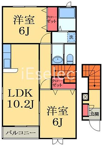 千葉県大網白里市みどりが丘１丁目(賃貸アパート2LDK・2階・57.02㎡)の写真 その2