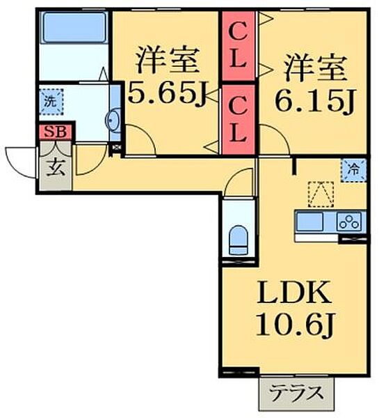 千葉県東金市台方(賃貸アパート2LDK・1階・54.31㎡)の写真 その2