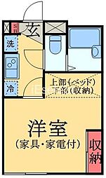 JR内房線 浜野駅 徒歩18分の賃貸アパート 2階1Kの間取り