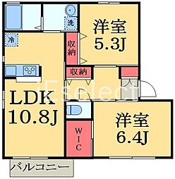 JR外房線 茂原駅 徒歩24分の賃貸アパート 2階2LDKの間取り