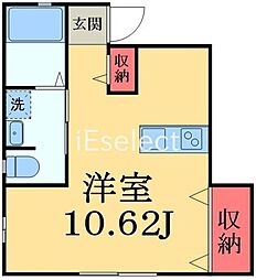 京成千原線 学園前駅 徒歩5分の賃貸アパート 1階ワンルームの間取り