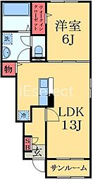 JR外房線 茂原駅 バス12分 沢尻橋下車 徒歩8分の賃貸アパート 1階1LDKの間取り