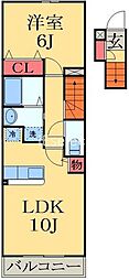 JR内房線 姉ケ崎駅 徒歩30分の賃貸アパート 2階1LDKの間取り