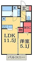 JR内房線 五井駅 バス16分 市原小学校入口下車 徒歩4分の賃貸アパート 2階1LDKの間取り