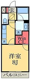 JR内房線 浜野駅 徒歩15分の賃貸マンション 2階1Kの間取り