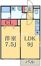 京成千原線 学園前駅 徒歩15分の賃貸アパート 1階1LDKの間取り