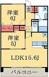 JR外房線 土気駅 徒歩17分の賃貸マンション 1階2LDKの間取り