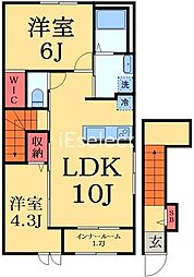 JR内房線 八幡宿駅 徒歩5分の賃貸アパート 2階2LDKの間取り
