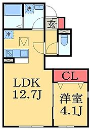 JR京葉線 蘇我駅 徒歩12分の賃貸アパート 1階1LDKの間取り