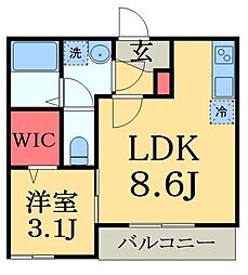 JR京葉線 蘇我駅 徒歩13分の賃貸アパート 3階1LDKの間取り