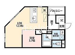 JR京葉線 蘇我駅 徒歩4分の賃貸マンション 3階1LDKの間取り